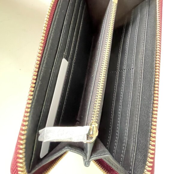 Emporio Armani Dark Red/Black Leather Unisex Ziparound Wallet, Y3H171 8AHOC - Picture 6 of 12